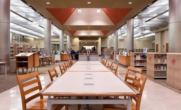 stacking library chairs made in America