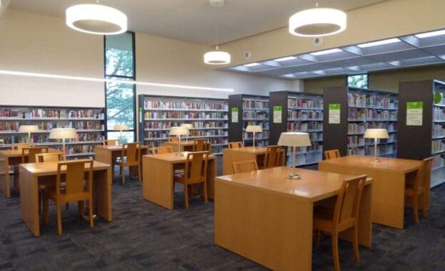 wooden public library chairs