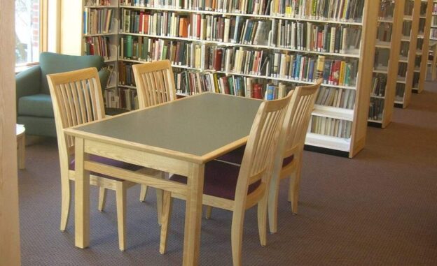 wood public library chairs