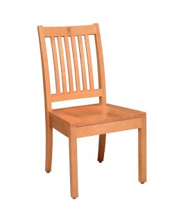 Westminster School wood library chair with six vertical, narrow back slats