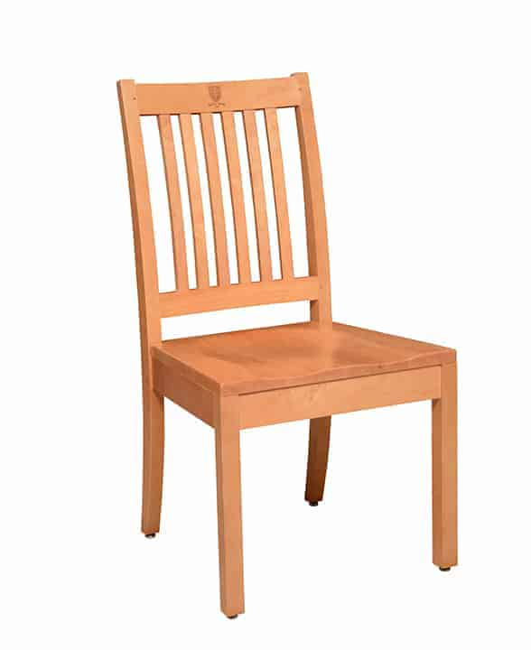 Westminster School wood library chair with six vertical, narrow back slats