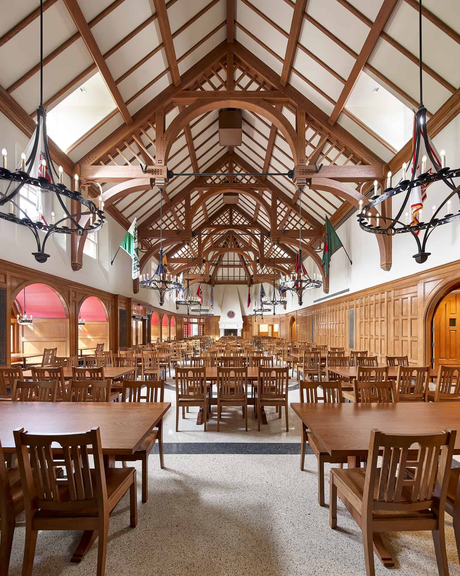 wood boarding school chairs