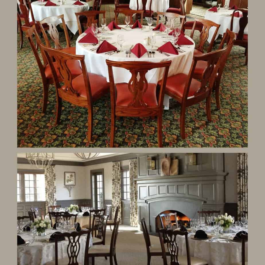 How many chairs fit around a 60 inch round table?